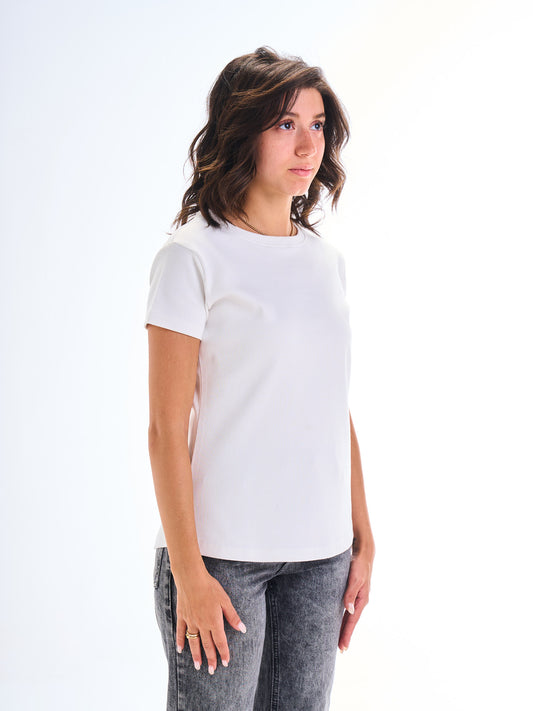 Short Sleeves Curve Top - White
