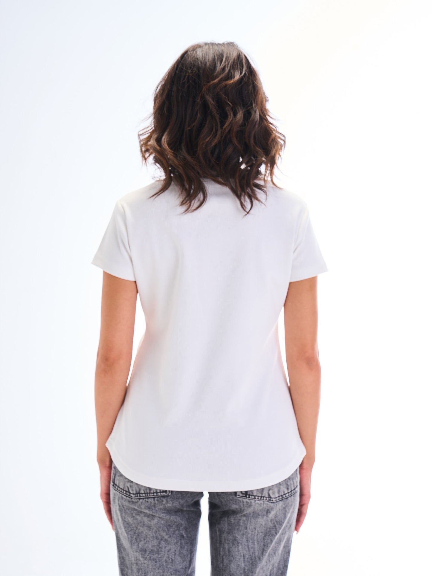 Short Sleeves Curve Top - White