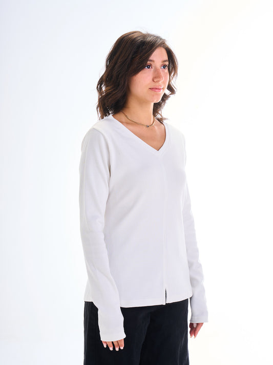 Edge Slit Long Sleeve - White