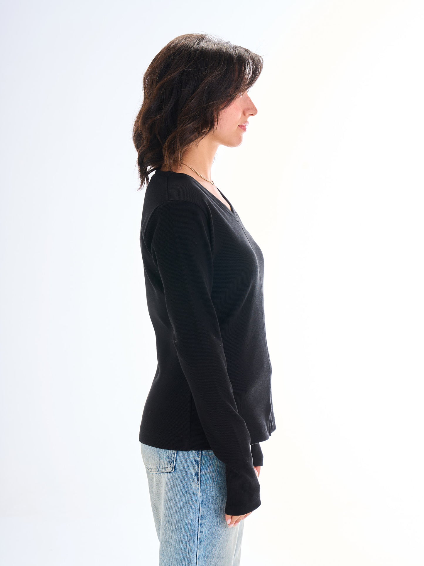 Edge Slit Long Sleeve - Black