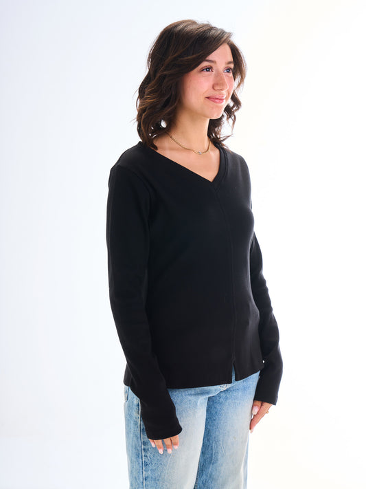 Edge Slit Long Sleeve - Black