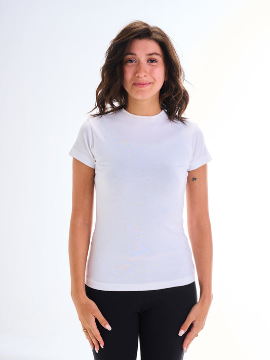 Narrow Neck Short Sleeve - White