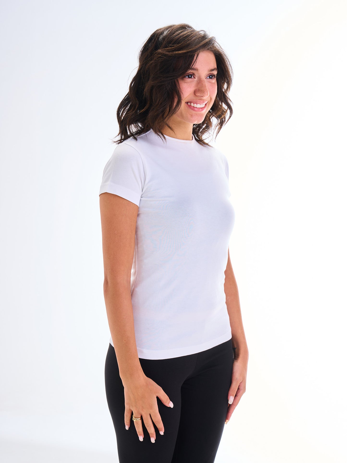 Narrow Neck Short Sleeve - White