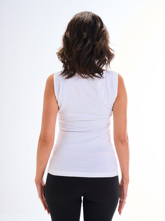 Sleeveless Round Neck - White