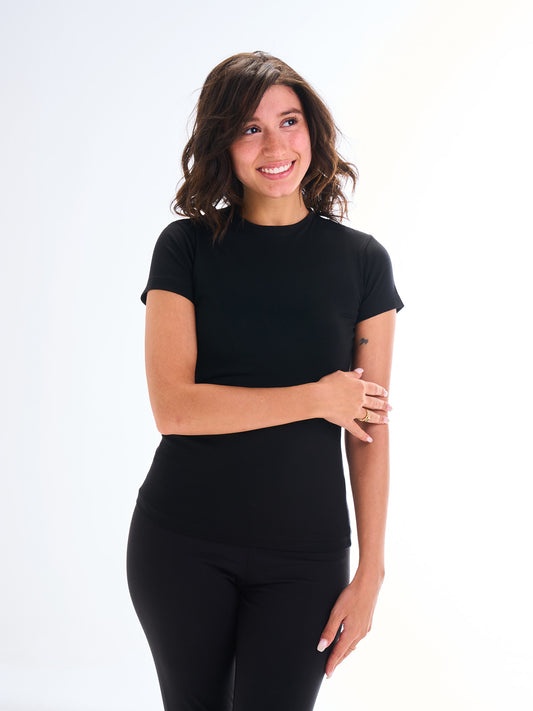 Narrow Neck Short Sleeve – Black