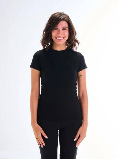 Narrow Neck Short Sleeve – Black