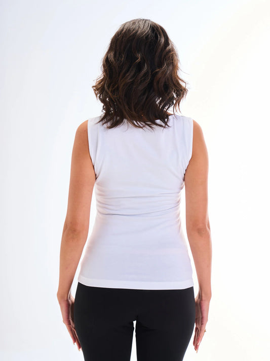 Sleeveless Round Neck - White