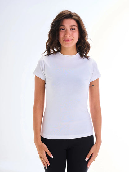 Narrow Neck Short Sleeve - White
