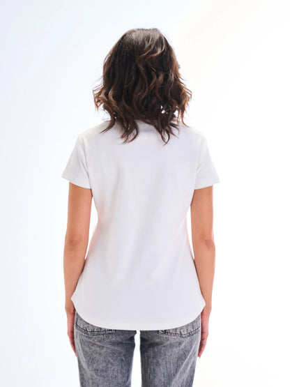 Short Sleeves Curve Top - White