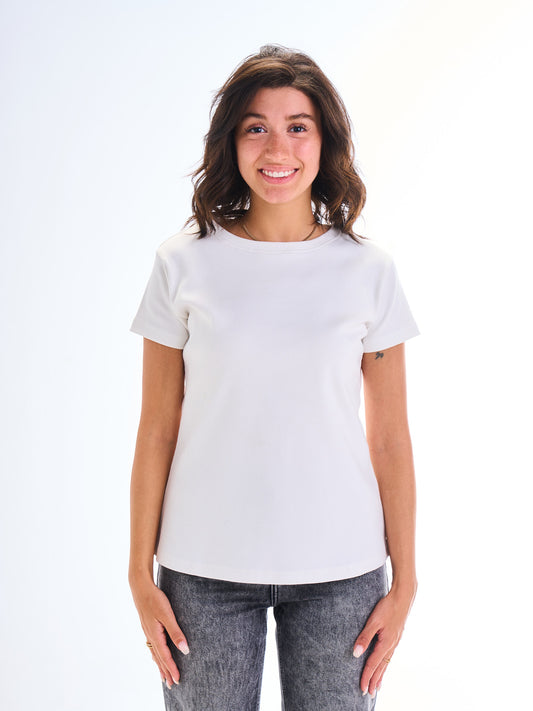 Short Sleeves Curve Top - White