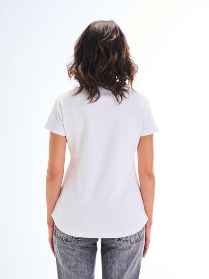 Short Sleeves Curve Top - White