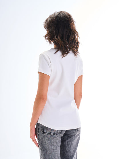 Short Sleeves Curve Top - White