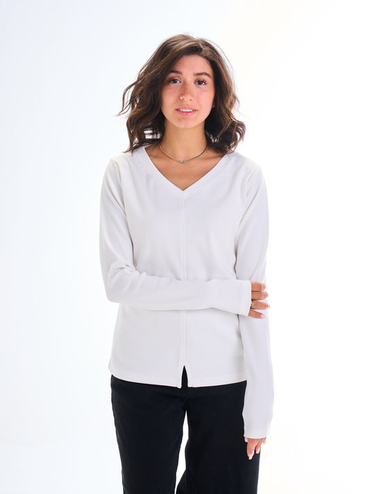 Edge Slit Long Sleeve - White