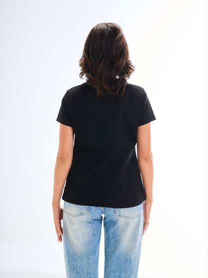 Regular Round Tee - Black