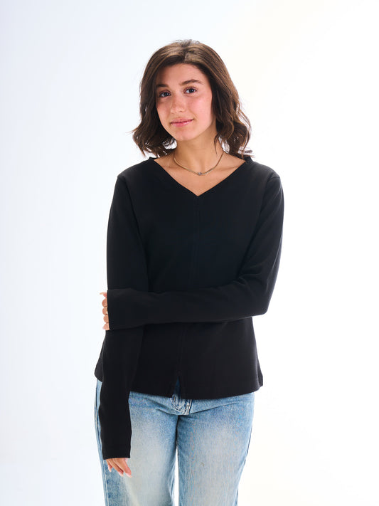 Edge Slit Long Sleeve - Black
