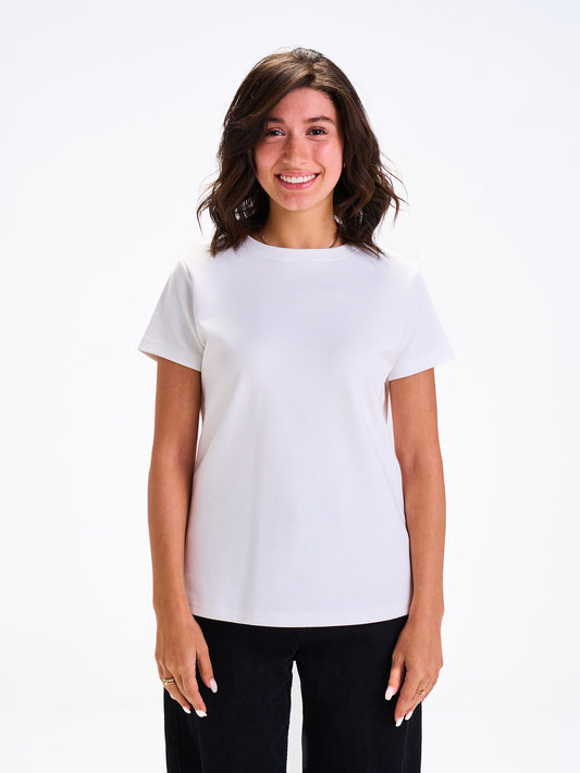 Regular Round Tee - White