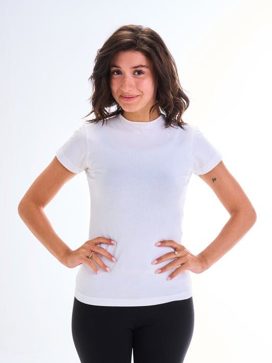 Narrow Neck Short Sleeve - White