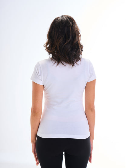 Narrow Neck Short Sleeve - White