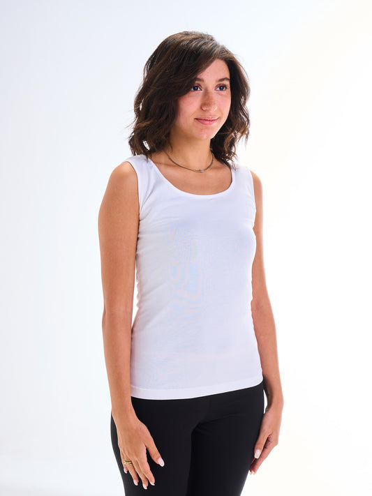 Sleeveless Round Neck - White
