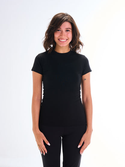Narrow Neck Short Sleeve – Black