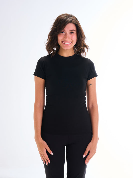Narrow Neck Short Sleeve – Black