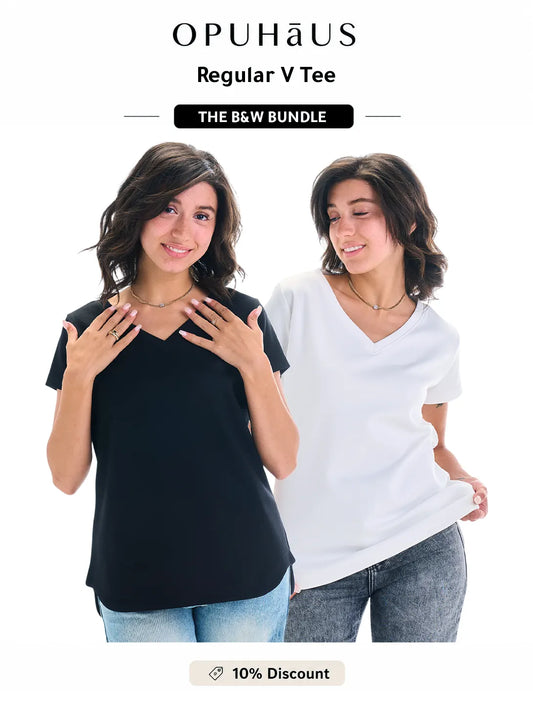 Regular V Tee – B&W Bundle