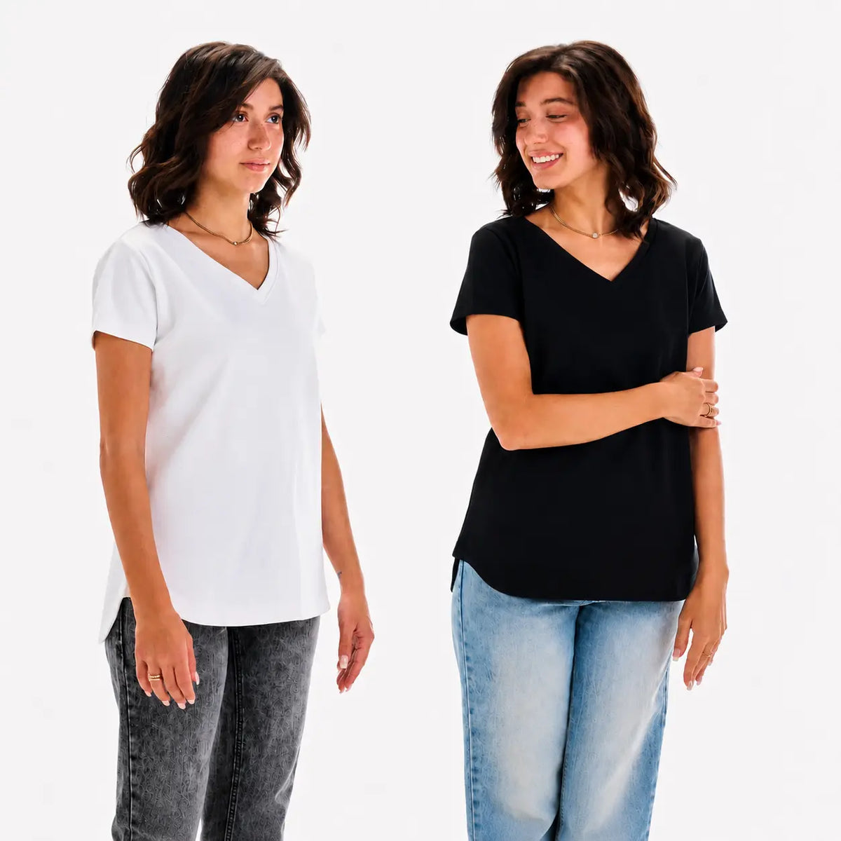 Regular V Tee Bundle - White + Black