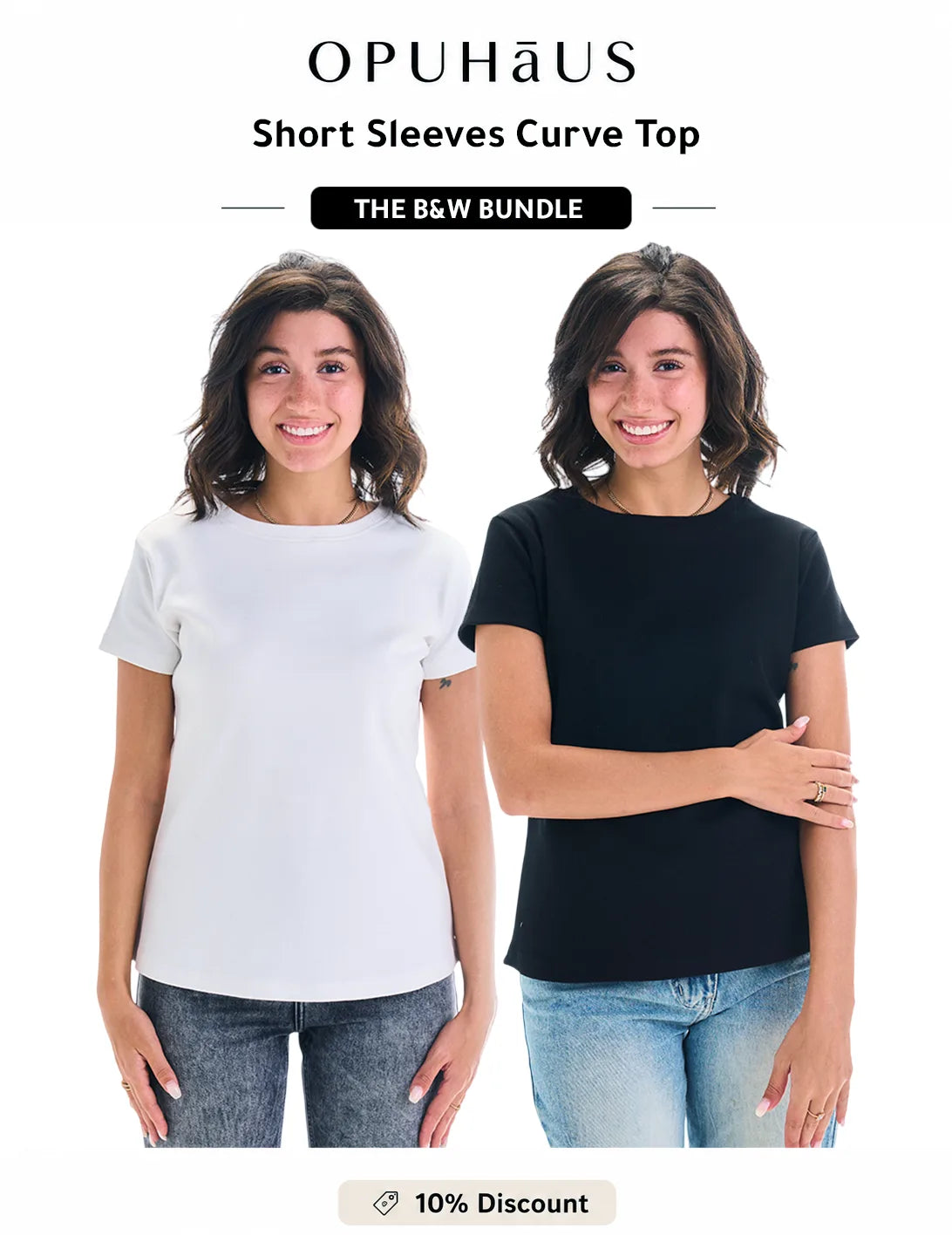 Short Sleeves Curve Top – B&W Bundle