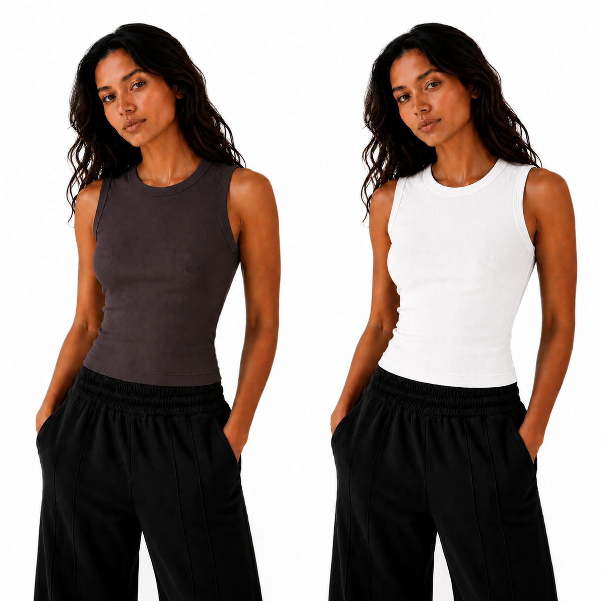 The Crewneck Set - Brown + White